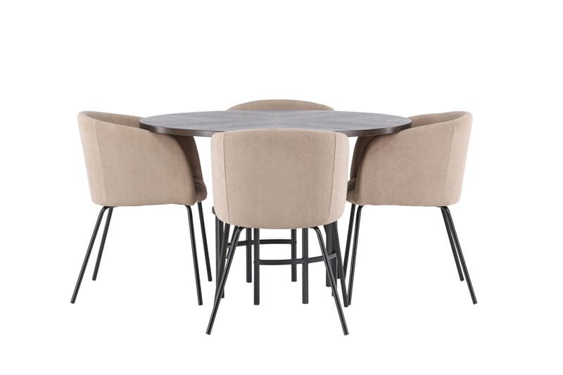 Copenhagen spisegruppe 115 cm rund med 4 Berit stoler - Beige - Møbler - Bord - Spisegruppe