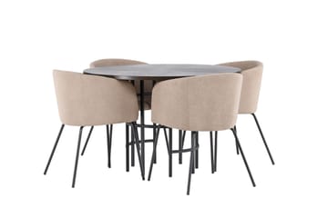 Copenhagen spisegruppe 115 cm rund med 4 Berit stoler - Beige - Møbler - Bord - Spisegruppe