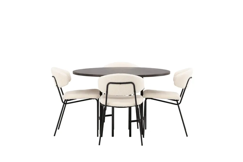 Copenhagen Spisegruppe 115 cm Rund med 4 Chico Stoler, Sort