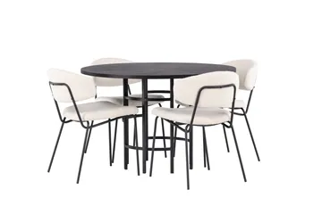 Copenhagen Spisegruppe 115 cm Rund med 4 Chico Stoler - Sort - Møbler - Bord - Spisegruppe