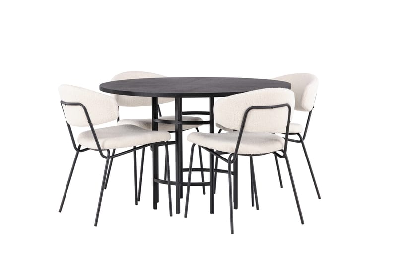 Copenhagen Spisegruppe 115 cm Rund med 4 Chico Stoler - Sort - Møbler - Bord - Spisegruppe