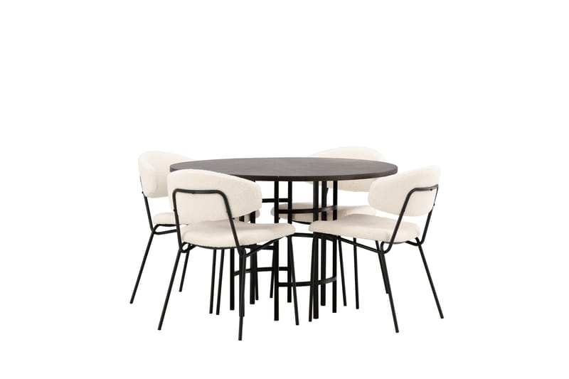 Copenhagen spisegruppe 115 cm rund med 4 Chico stoler - Svart - Møbler - Bord - Spisegruppe