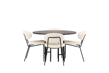 Copenhagen spisegruppe 115 cm rund med 4 Chico stoler - Svart - Møbler - Bord - Spisegruppe