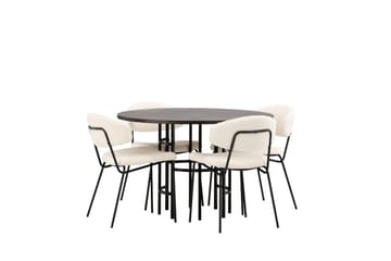 Copenhagen spisegruppe 115 cm rund med 4 Chico stoler - Svart - Møbler - Bord - Spisegruppe