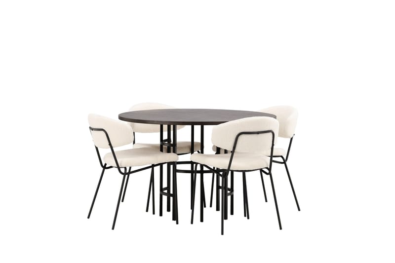 Copenhagen spisegruppe 115 cm rund med 4 Chico stoler - Svart - Møbler - Bord - Spisegruppe