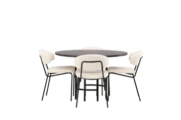 Copenhagen spisegruppe 115 cm rund med 4 Chico stoler - Svart - Møbler - Bord - Spisegruppe