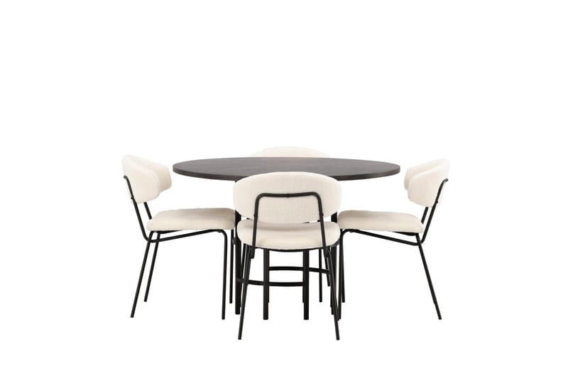 Copenhagen spisegruppe 115 cm rund med 4 Chico stoler - Svart - Møbler - Bord - Spisegruppe