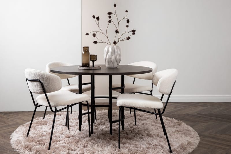 Copenhagen spisegruppe 115 cm rund med 4 Chico stoler - Svart - Møbler - Bord - Spisegruppe