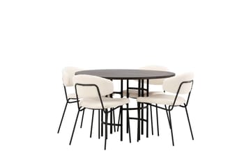 Copenhagen spisegruppe 115 cm rund med 4 Chico stoler - Svart - Møbler - Bord - Spisegruppe
