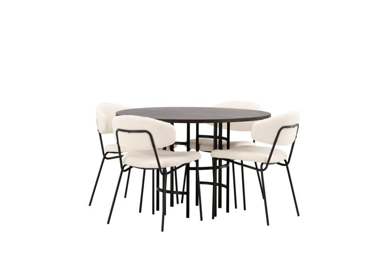 Copenhagen spisegruppe 115 cm rund med 4 Chico stoler - Svart - Møbler - Bord - Spisegruppe