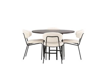 Copenhagen spisegruppe 115 cm rund med 4 Chico stoler - Svart - Møbler - Bord - Spisegruppe