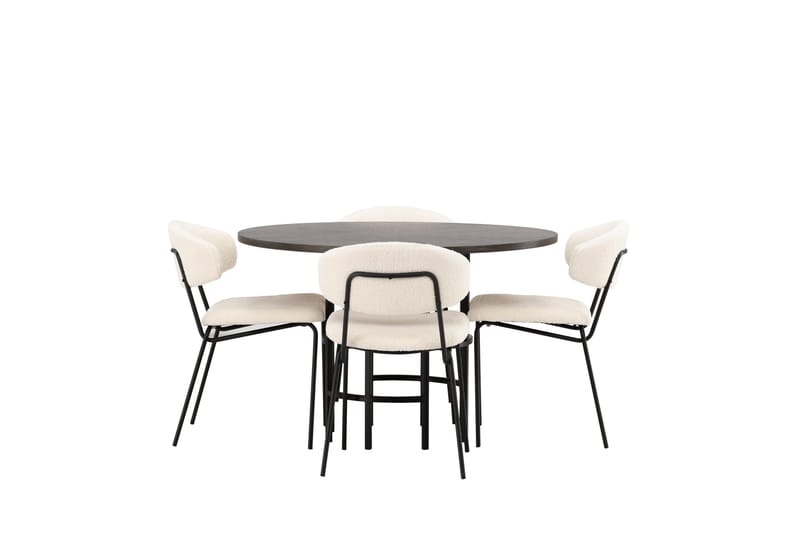 Copenhagen spisegruppe 115 cm rund med 4 Chico stoler - Svart - Møbler - Bord - Spisegruppe