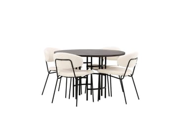 Copenhagen spisegruppe 115 cm rund med 4 Chico stoler - Svart - Møbler - Bord - Spisegruppe