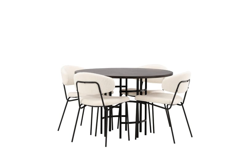 Copenhagen spisegruppe 115 cm rund med 4 Chico stoler - Svart - Møbler - Bord - Spisegruppe