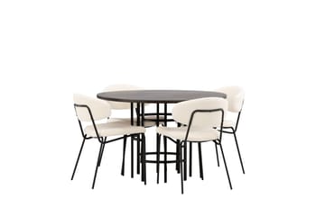 Copenhagen spisegruppe 115 cm rund med 4 Chico stoler - Svart - Møbler - Bord - Spisegruppe