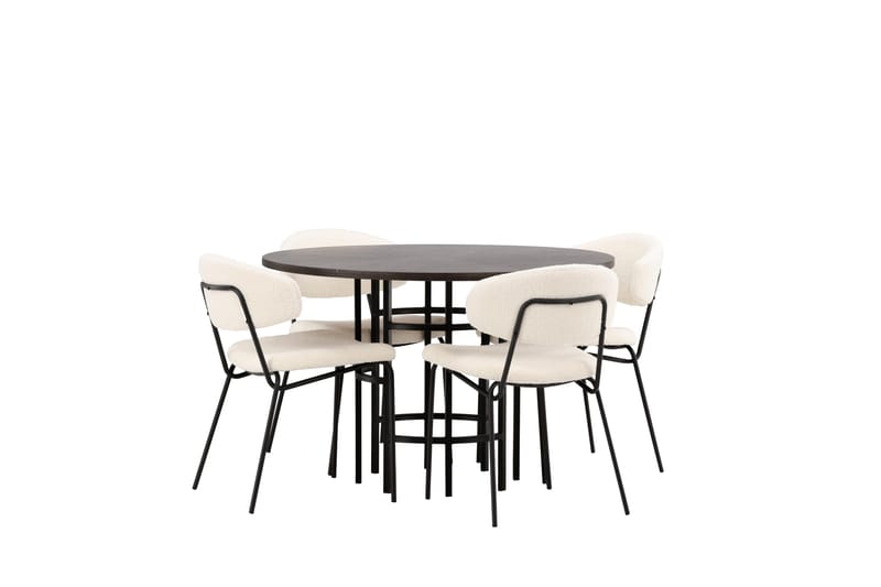 Copenhagen spisegruppe 115 cm rund med 4 Chico stoler - Svart - Møbler - Bord - Spisegruppe