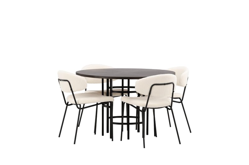 Copenhagen spisegruppe 115 cm rund med 4 Chico stoler - Svart - Møbler - Bord - Spisegruppe