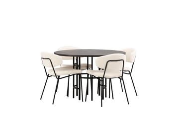Copenhagen spisegruppe 115 cm rund med 4 Chico stoler - Svart - Møbler - Bord - Spisegruppe