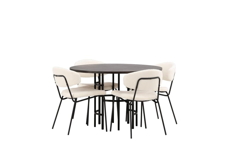 Copenhagen spisegruppe 115 cm rund med 4 Chico stoler - Svart - Møbler - Bord - Spisegruppe