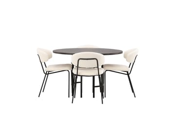 Copenhagen spisegruppe 115 cm rund med 4 Chico stoler - Svart - Møbler - Bord - Spisegruppe