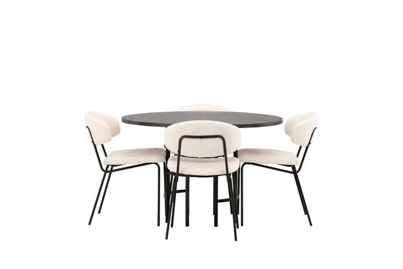 Copenhagen spisegruppe 115 cm rund med 4 Chico stoler - Svart - Møbler - Bord - Spisegruppe