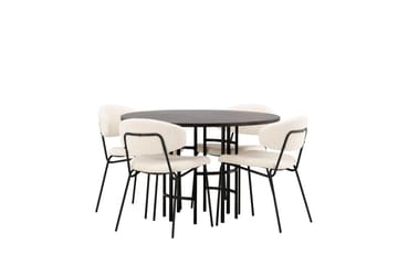 Copenhagen spisegruppe 115 cm rund med 4 Chico stoler - Svart - Møbler - Bord - Spisegruppe