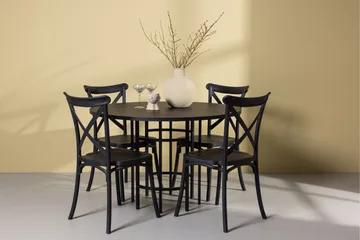 Copenhagen Spisegruppe 115 cm Rund med 4 Crosett Stoler - Sort - Møbler - Bord - Spisegruppe