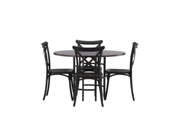 Copenhagen Spisegruppe 115 cm Rund med 4 Crosett Stoler - Sort - Møbler - Bord - Spisegruppe