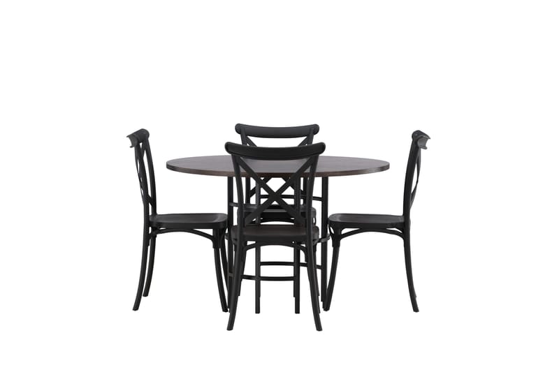 Copenhagen Spisegruppe 115 cm Rund med 4 Crosett Stoler - Sort - Møbler - Bord - Spisegruppe