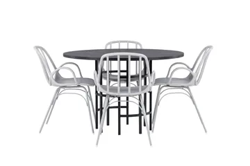 Copenhagen Spisegruppe 115 cm Rund med 4 Dyrön Stoler - Sort - Møbler - Bord - Spisegruppe