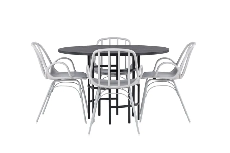 Copenhagen Spisegruppe 115 cm Rund med 4 Dyrön Stoler - Sort - Møbler - Bord - Spisegruppe