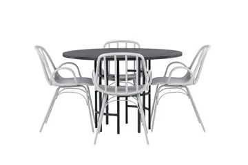 Copenhagen Spisegruppe 115 cm Rund med 4 Dyrön Stoler - Sort - Møbler - Bord - Spisegruppe