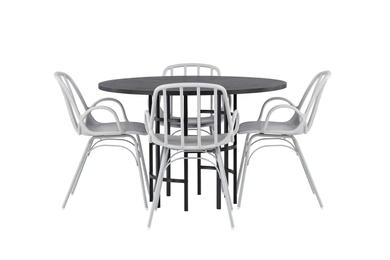 Copenhagen Spisegruppe 115 cm Rund med 4 Dyrön Stoler - Sort - Møbler - Bord - Spisegruppe