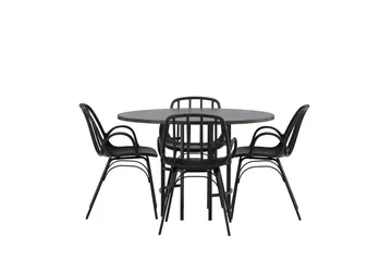 Copenhagen Spisegruppe 115 cm Rund med 4 Dyrön Stoler - Sort - Møbler - Bord - Spisegruppe