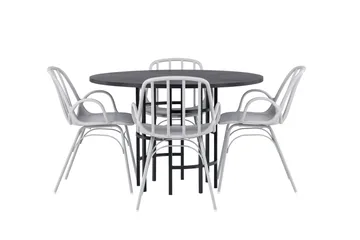 Copenhagen Spisegruppe 115 cm Rund med 4 Dyrön Stoler - Sort - Møbler - Bord - Spisegruppe