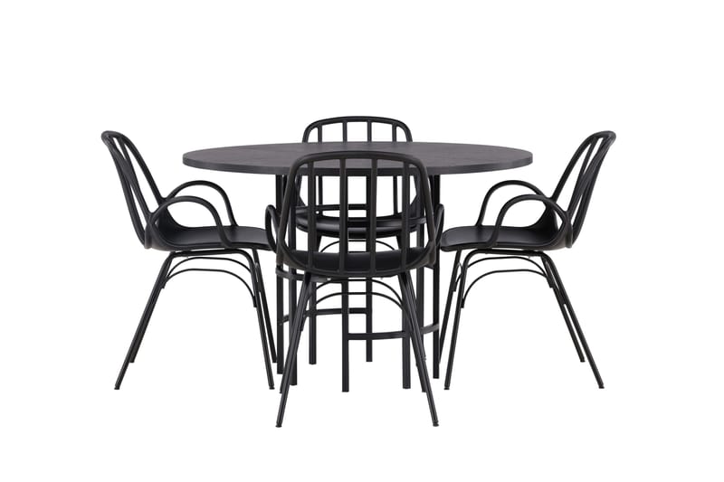 Copenhagen Spisegruppe 115 cm Rund med 4 Dyrön Stoler - Sort - Møbler - Bord - Spisegruppe