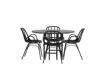 Copenhagen Spisegruppe 115 cm Rund med 4 Dyrön Stoler - Sort - Møbler - Bord - Spisegruppe