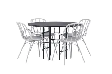 Copenhagen Spisegruppe 115 cm Rund med 4 Dyrön Stoler - Sort - Møbler - Bord - Spisegruppe