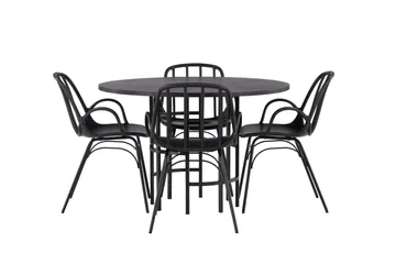 Copenhagen Spisegruppe 115 cm Rund med 4 Dyrön Stoler - Sort - Møbler - Bord - Spisegruppe