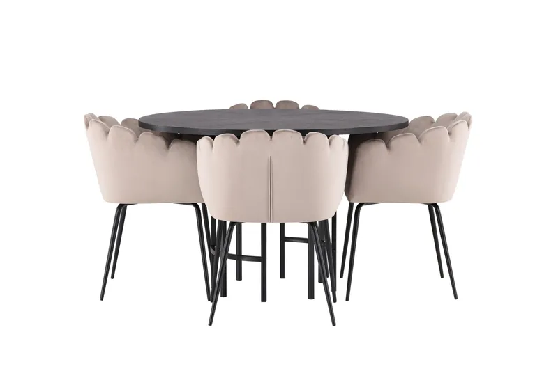 Copenhagen Spisegruppe 115 cm Rund med 4 Limhamn Stoler, Beige