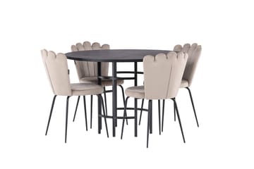 Copenhagen Spisegruppe 115 cm Rund med 4 Limhamn Stoler - Beige - Møbler - Bord - Spisegruppe