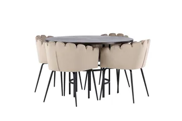 Copenhagen Spisegruppe 115 cm Rund med 4 Limhamn Stoler - Beige - Møbler - Bord - Spisegruppe