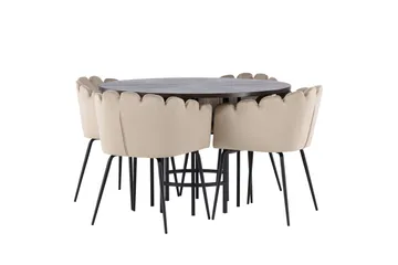 Copenhagen Spisegruppe 115 cm Rund med 4 Limhamn Stoler - Beige - Møbler - Bord - Spisegruppe