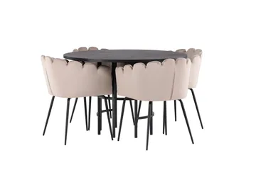 Copenhagen Spisegruppe 115 cm Rund med 4 Limhamn Stoler - Beige - Møbler - Bord - Spisegruppe