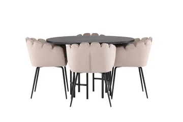 Copenhagen Spisegruppe 115 cm Rund med 4 Limhamn Stoler - Beige - Møbler - Bord - Spisegruppe
