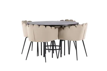 Copenhagen Spisegruppe 115 cm Rund med 4 Limhamn Stoler - Beige - Møbler - Bord - Spisegruppe