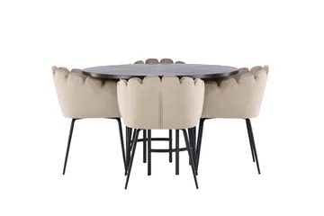 Copenhagen Spisegruppe 115 cm Rund med 4 Limhamn Stoler - Beige - Møbler - Bord - Spisegruppe
