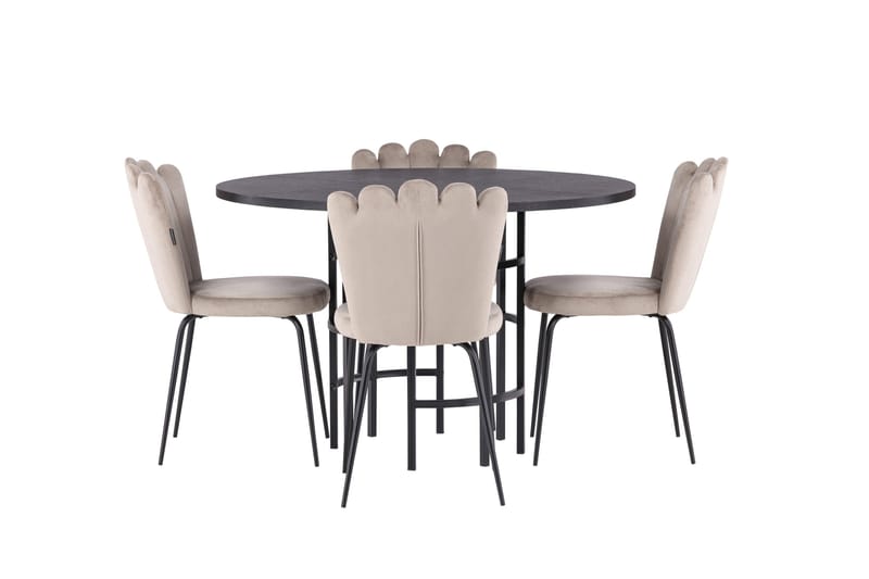 Copenhagen Spisegruppe 115 cm Rund med 4 Limhamn Stoler - Beige - Møbler - Bord - Spisegruppe