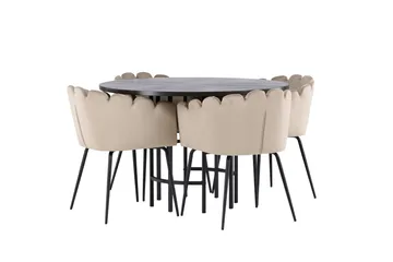 Copenhagen Spisegruppe 115 cm Rund med 4 Limhamn Stoler - Beige - Møbler - Bord - Spisegruppe