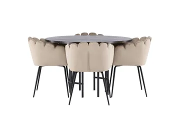 Copenhagen Spisegruppe 115 cm Rund med 4 Limhamn Stoler - Beige - Møbler - Bord - Spisegruppe